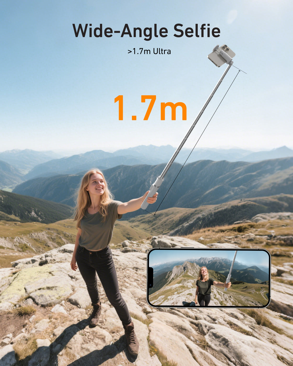 1.8m portable selfie stick tripod