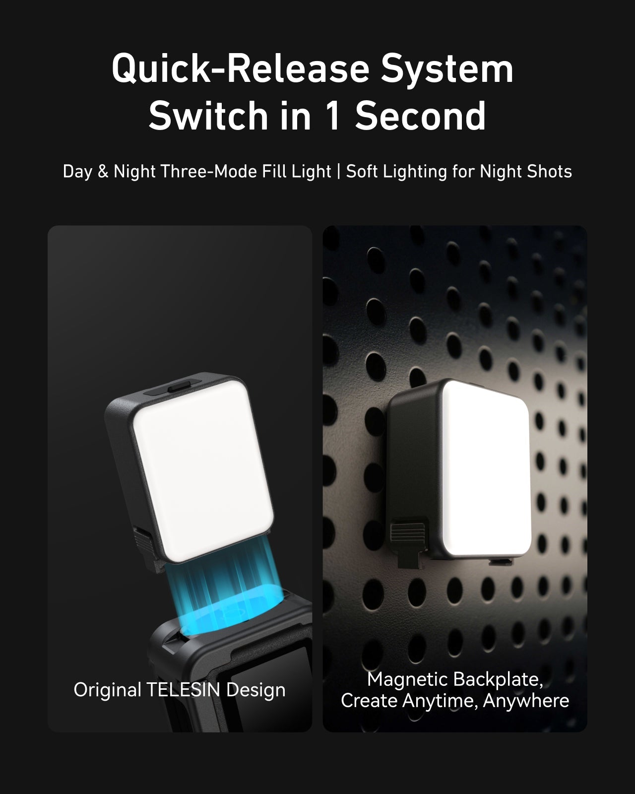 Telesin Quick-Release Fill Light For Action 5 pro/4/3