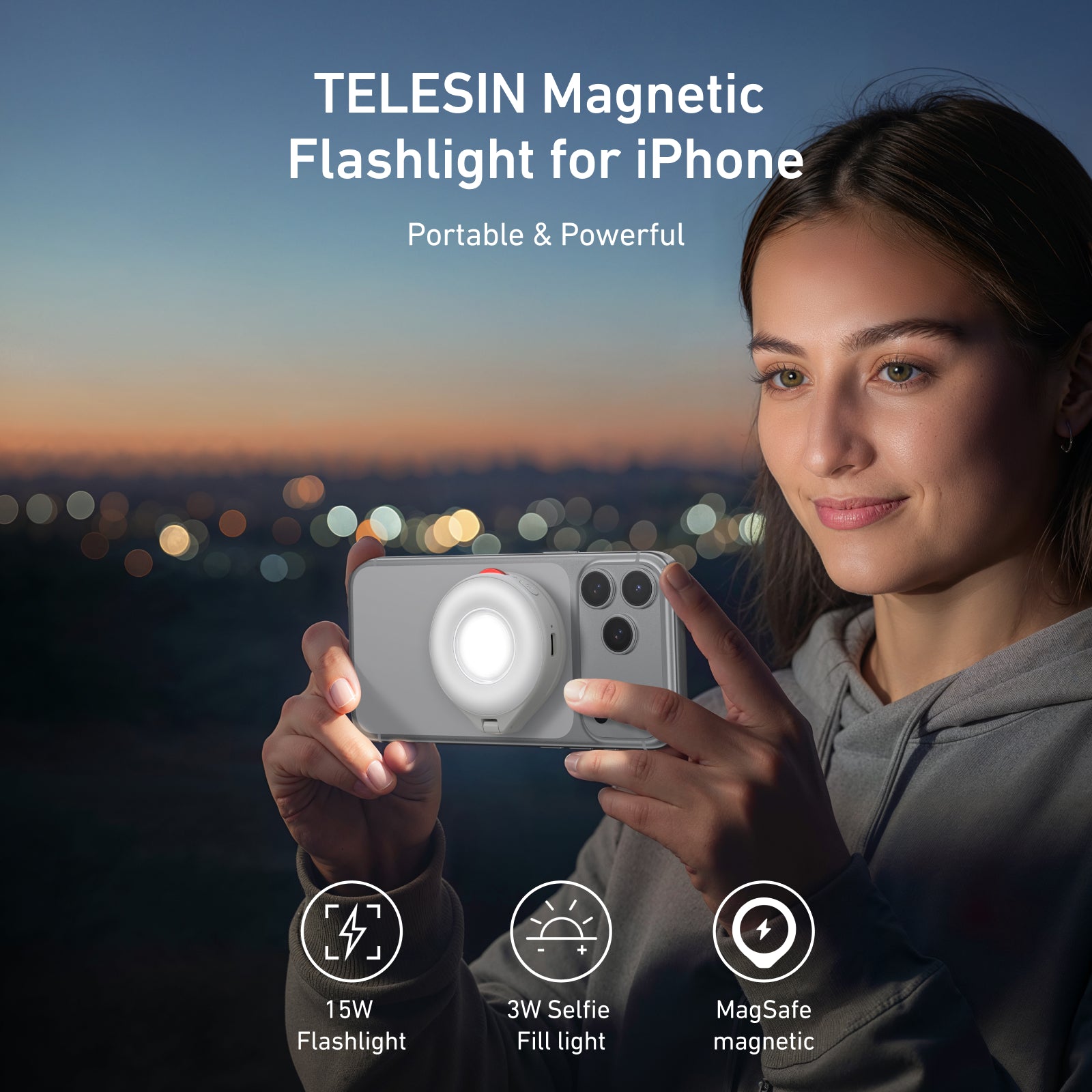 TELESIN Magnetic Flashlight for iPhone