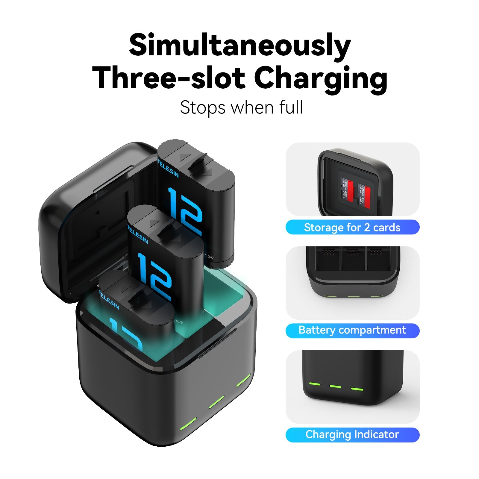 Charging Case with 2 Batteries for Hero 9-12