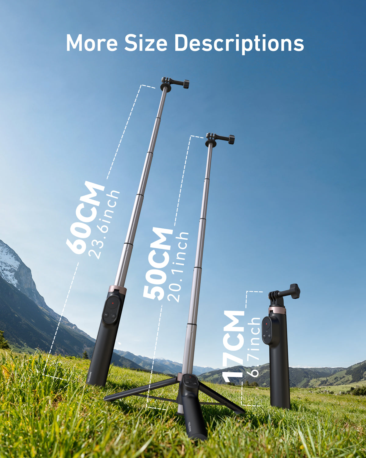 Vlog Remote Selfie Stick for DJI/GoPro/Smartphones