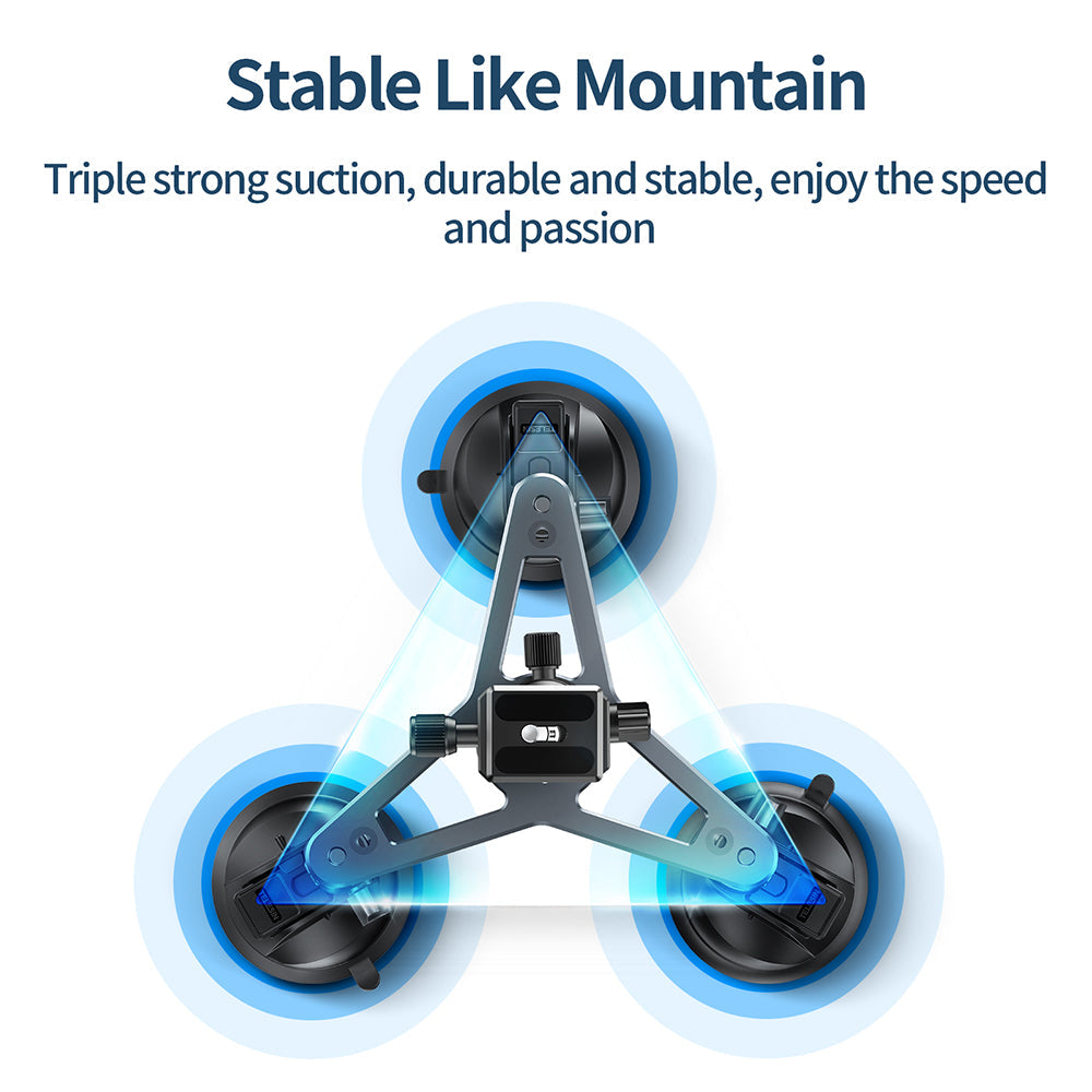 TELESIN Three-Arm Suction Mount