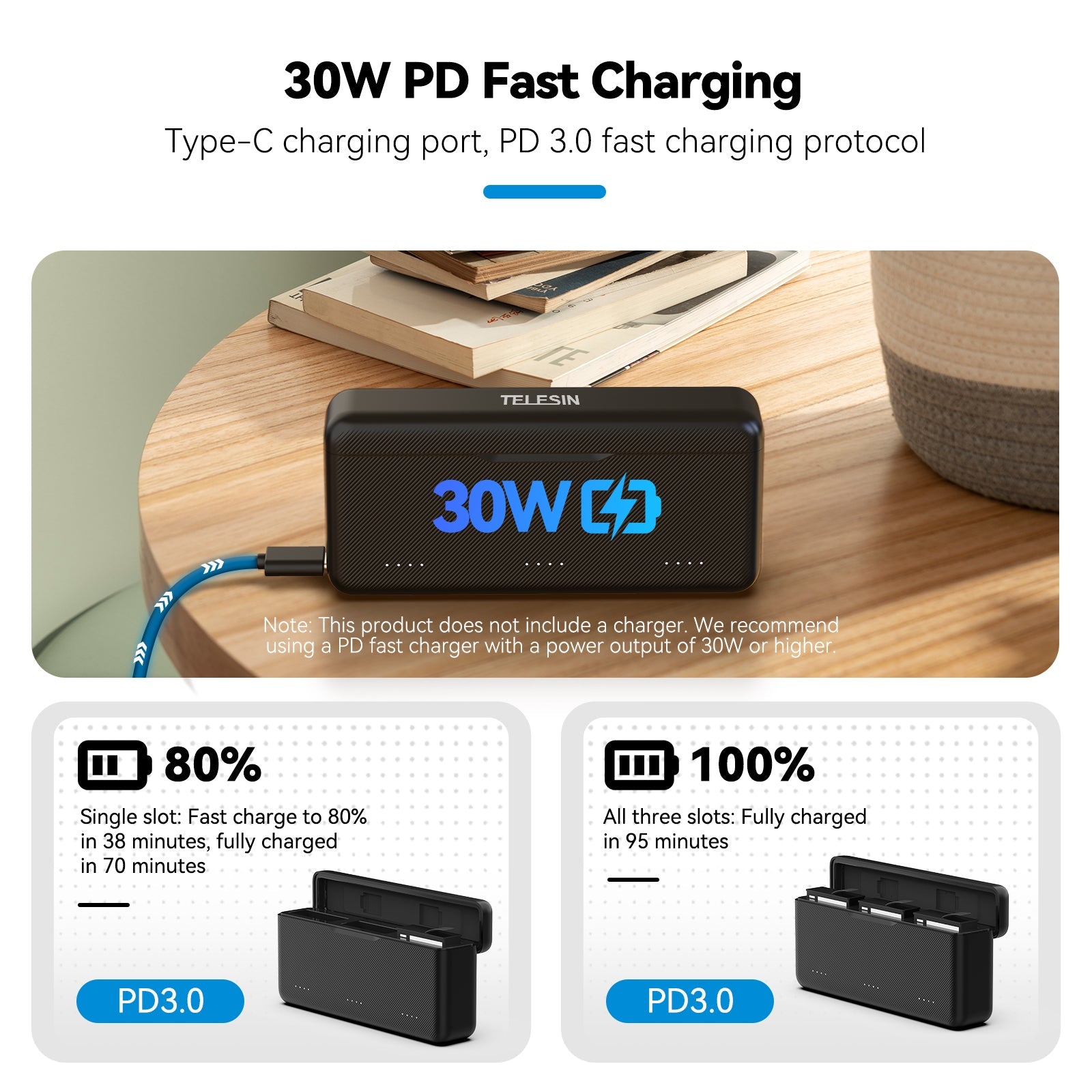 Telesin three card slot charging case for DJI Action 5/6