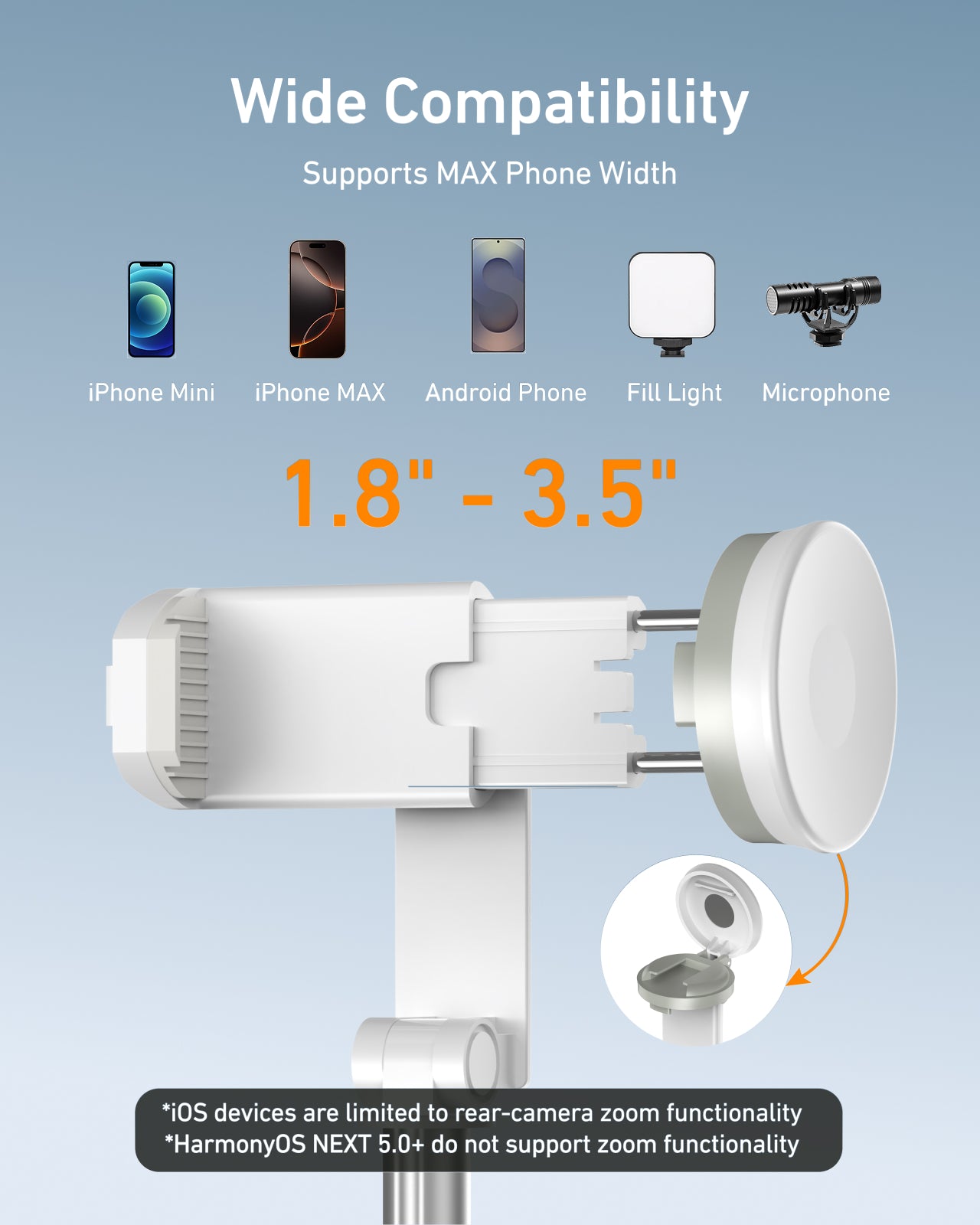 TELESIN 1.3m Tripod Selfie Stick with Zoom