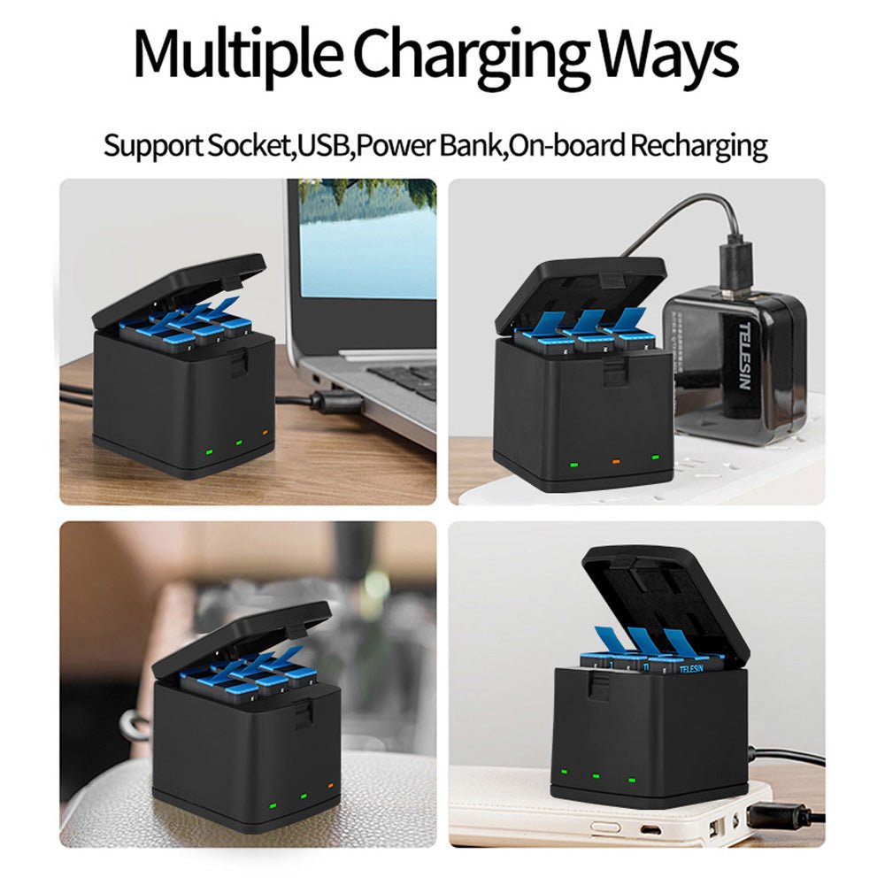 3 Slots LED Storage Charger Box for GoPro 5-8