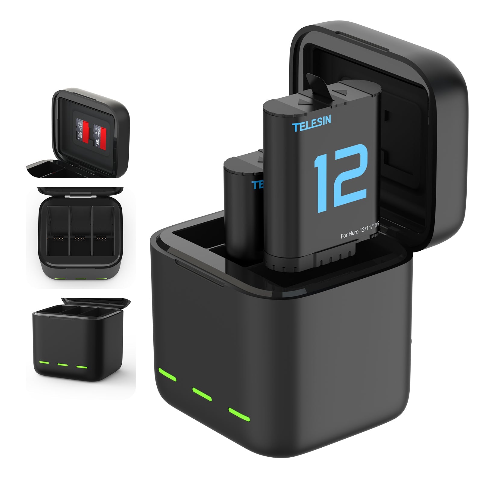 Charging Case with 2 Batteries for Hero 9-12