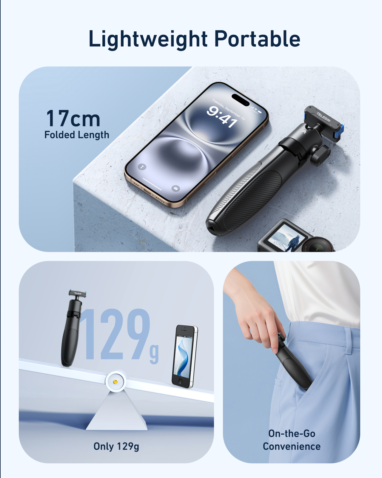 TELESIN Quick-Release Selfie Stick for  DJl Action