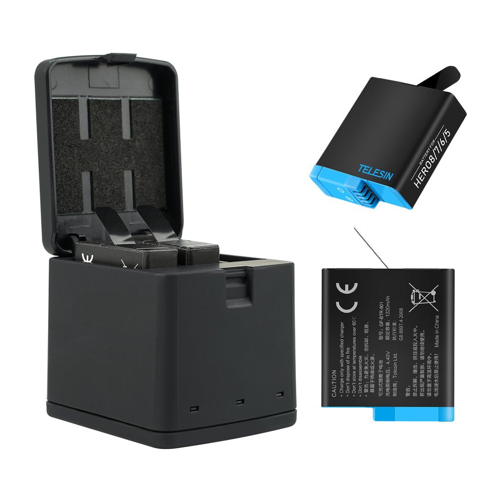 3 Slots LED Storage Charger Box for GoPro 5-8