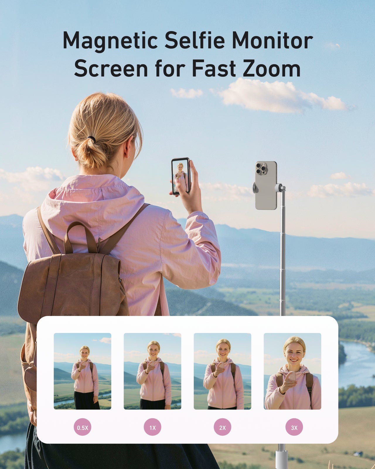 Magnetic Selfie & Vlog Monitor Screen for Phone