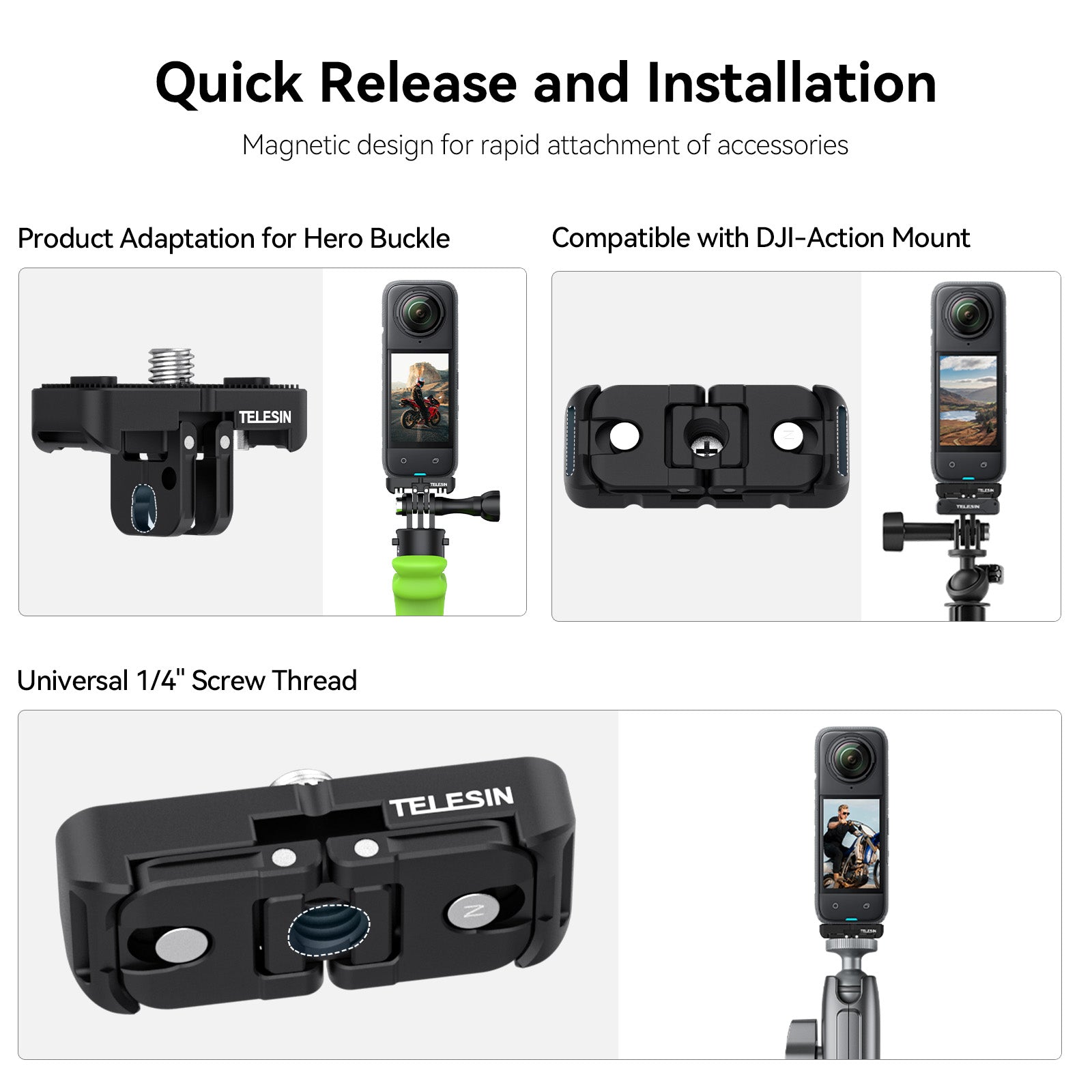 Telesin Dual Mount Adapter For Insta360 X4
