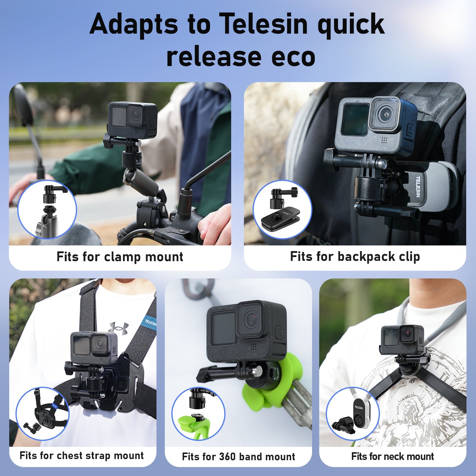 TELESIN Quick Release Universal Clamp Mount