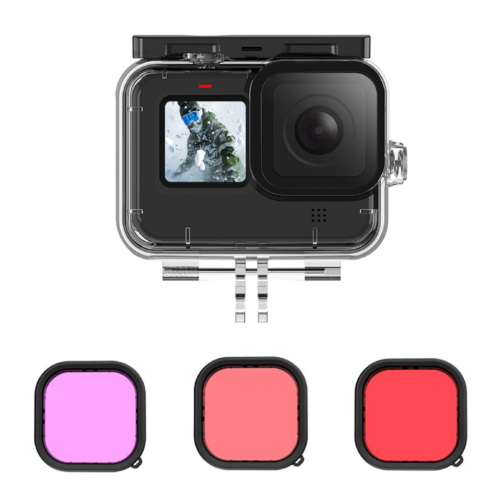 Waterproof Case with Lens Filter for GoPro 9-12