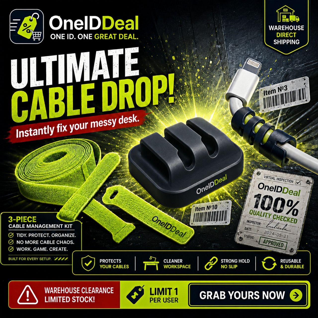 OneIDDeal Cable Tidy Pack
