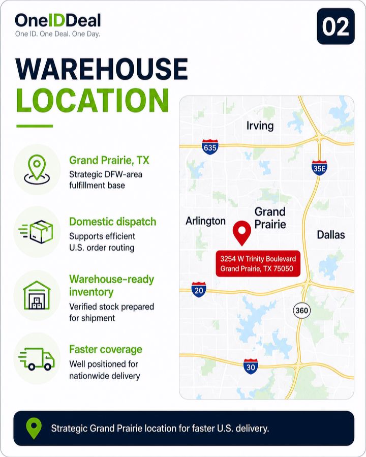 OneIDDeal Grand Prairie, Texas warehouse location map